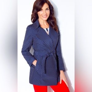 Cleo Petites polka dot belted trench coat size XS NWT